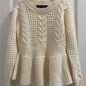 Derek Heart Ivory Textured Knit Peplum Sweater.